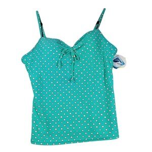 Croft & Barrow Tankini Top Womens 16 Green Geometric Bust Enhancer Padded Swim